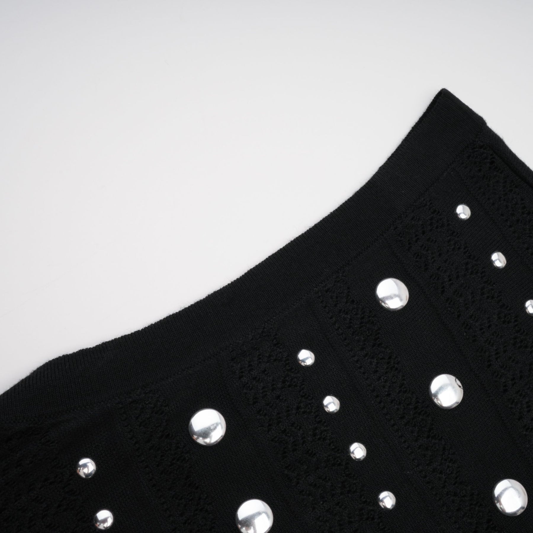 Fiorella Maxi Dress - Crochet Knit - Stud Embellishments - Ruffled Hem - Stretch Design