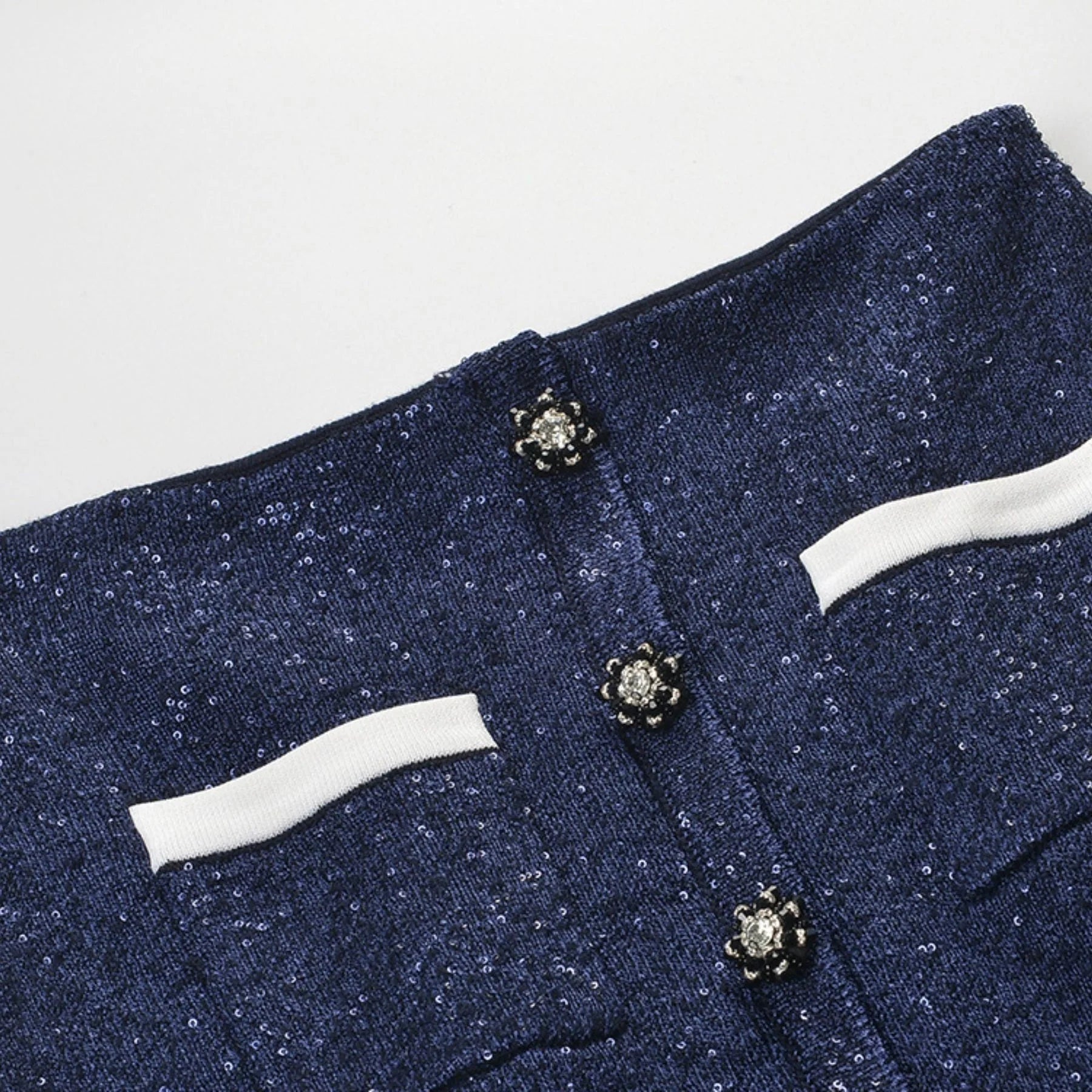 Fiorenza Jacket & Skirt - Lapels Design - Front Button Fastening - Knitted Construction - Stylish Front Button Decoration