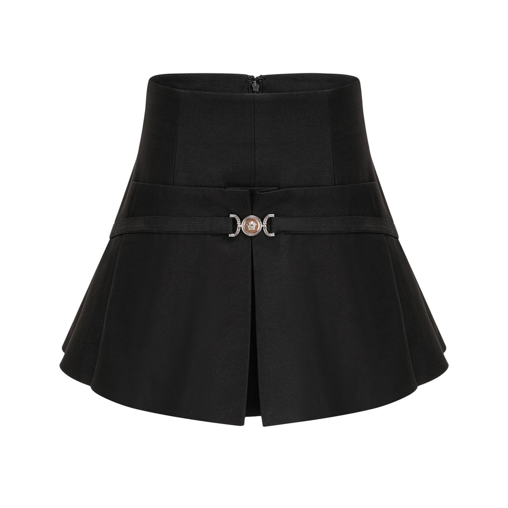 Fiorenza Skirt & Top Set - Sleeveless Off - The - Shoulder Design - Medusas Head Motif - High - Waisted Box - Pleat Skirt - Rear Zip Fastening