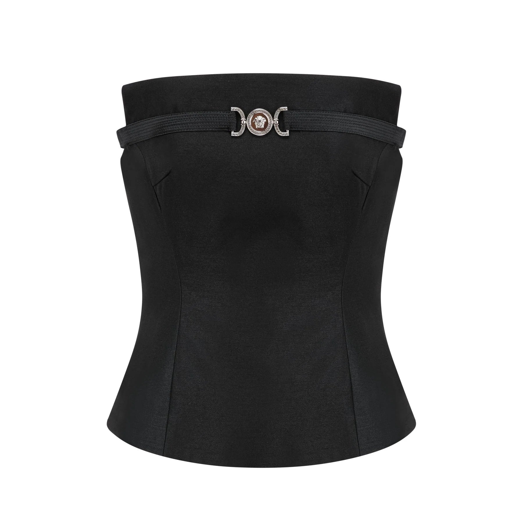 Fiorenza Skirt & Top Set - Sleeveless Off - The - Shoulder Design - Medusas Head Motif - High - Waisted Box - Pleat Skirt - Rear Zip Fastening