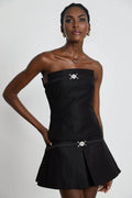 Fiorenza Skirt & Top Set - Sleeveless Off - The - Shoulder Design - Medusas Head Motif - High - Waisted Box - Pleat Skirt - Rear Zip Fastening