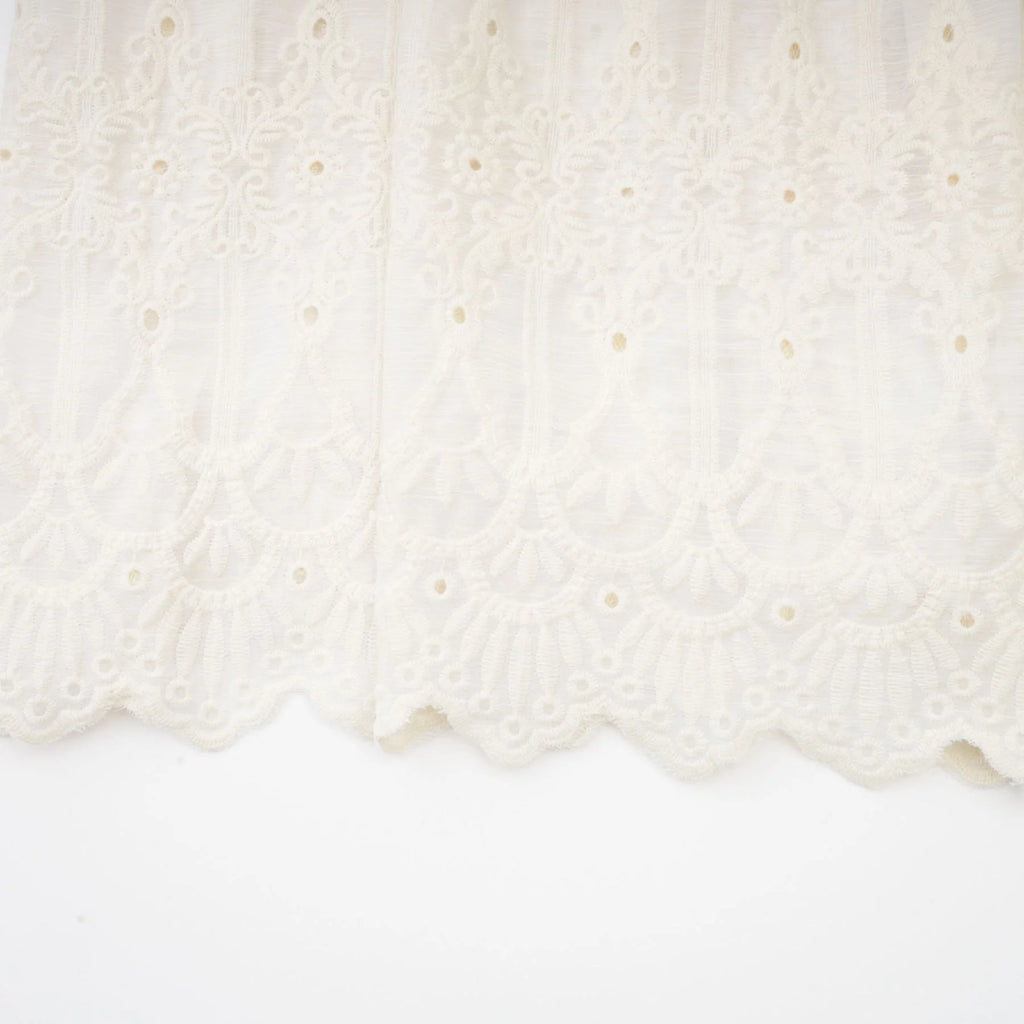 Fiorina Midi Dress - Faux - Pearl Embellishment - Cut - Out Design - Lace Trim - Flounce Hem - A - Line Fit