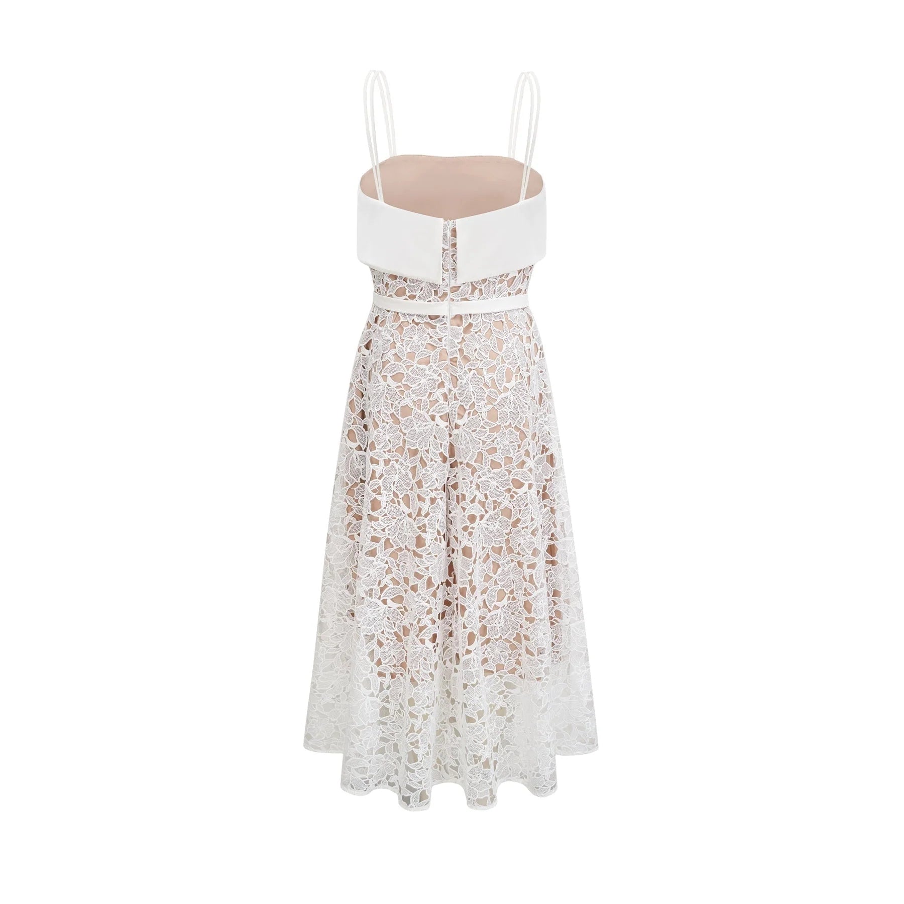 Fiorina Midi Dress - Sleeveless - Spaghetti Straps - Pierced Design - Tie Fastening