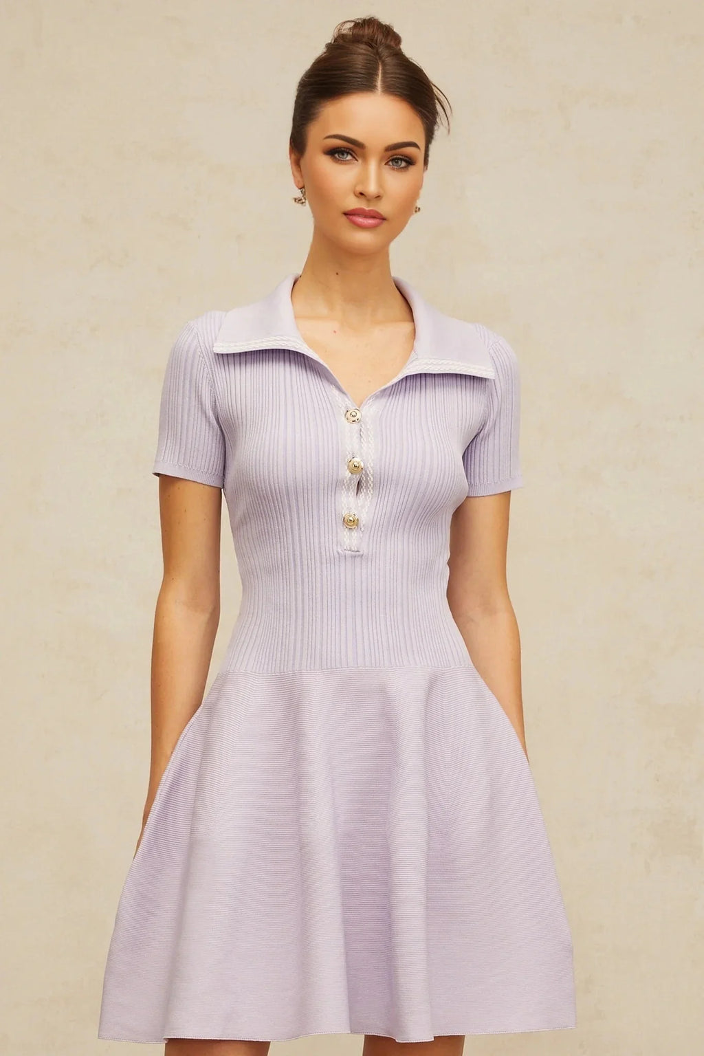 Fiorina Mini Dress Lilac Flared Knit