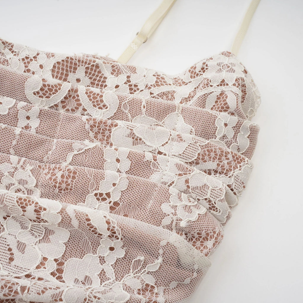 Flaminia Floral Maxi Dress - Delicate Spaghetti Straps - Pleated Detailing - Elegant Mesh Design - Side Zip with Rear Tie Fastening