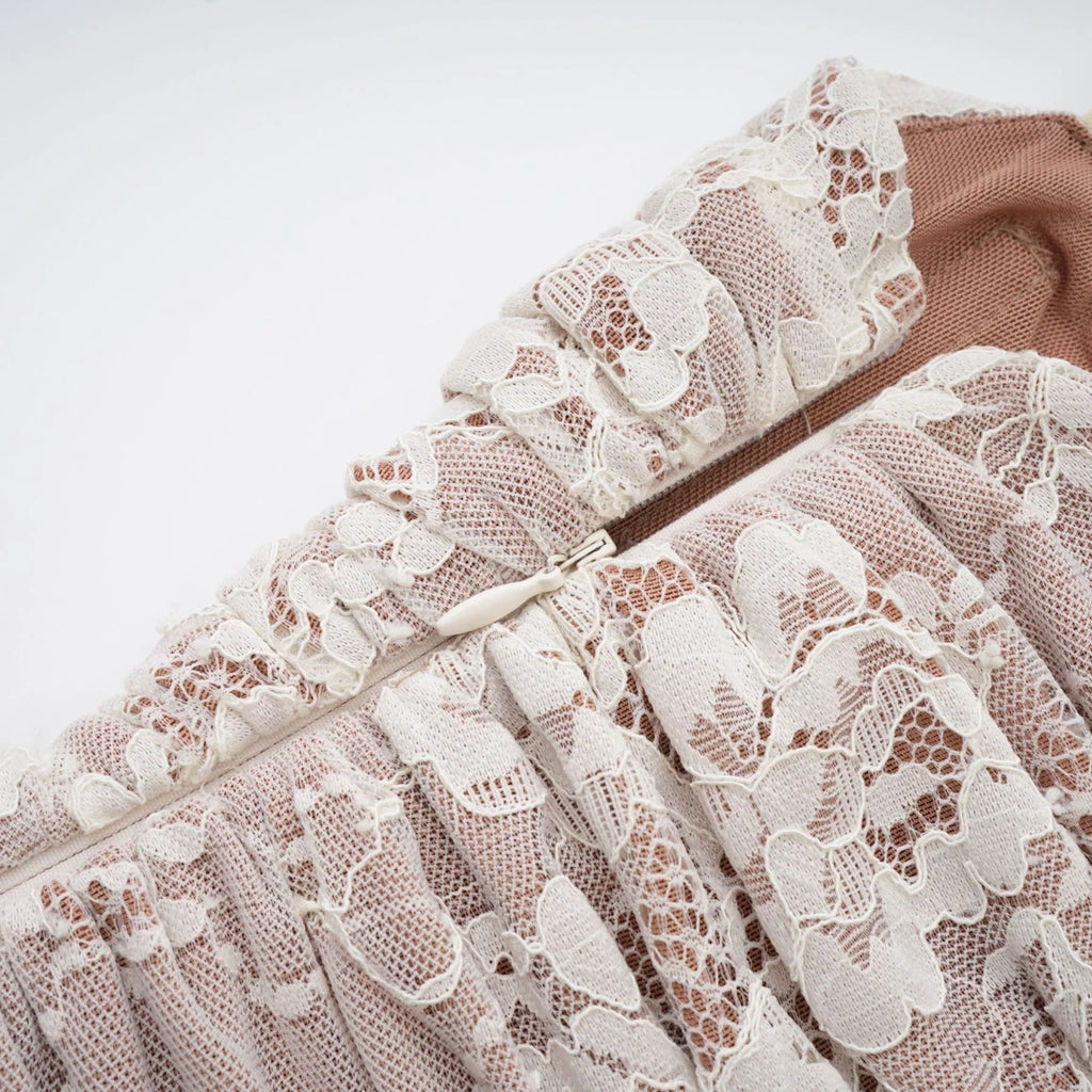 Flaminia Floral Maxi Dress - Delicate Spaghetti Straps - Pleated Detailing - Elegant Mesh Design - Side Zip with Rear Tie Fastening