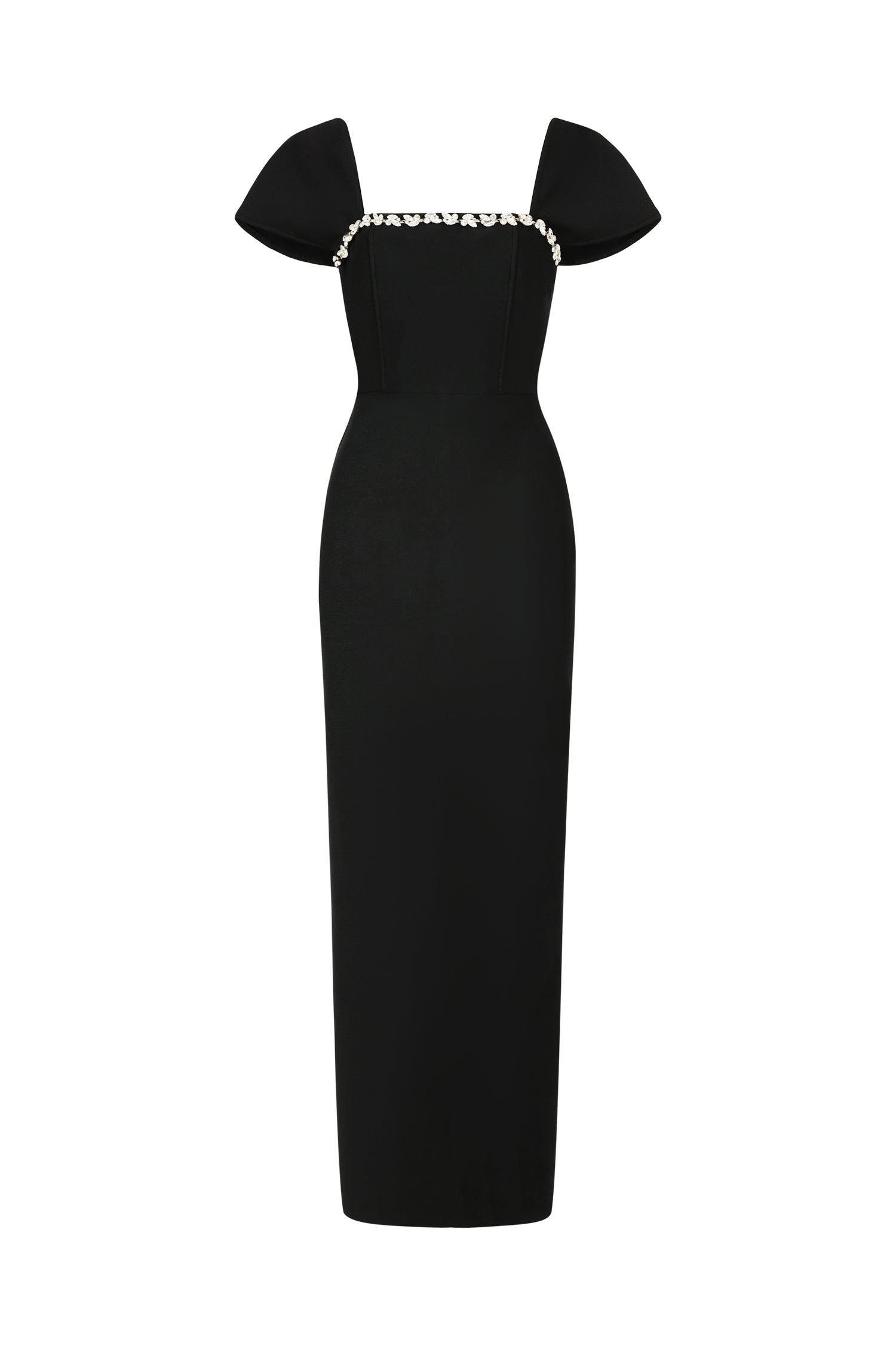 Flora Black Diamond Detail Maxi Dress