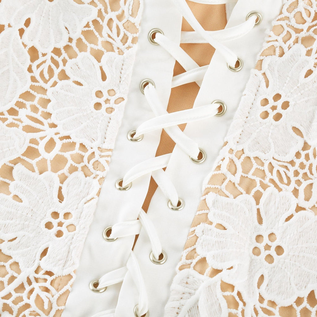 Florence Midi Dress - Sleeveless Design - Spaghetti Straps - Floral Embroidery - Back Slit