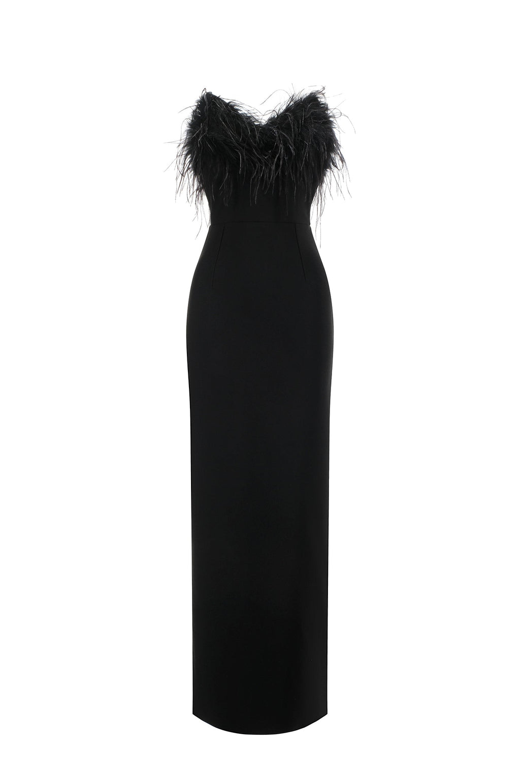 Fortuna Black Off-Shoulder Feather Detail Maxi Dress