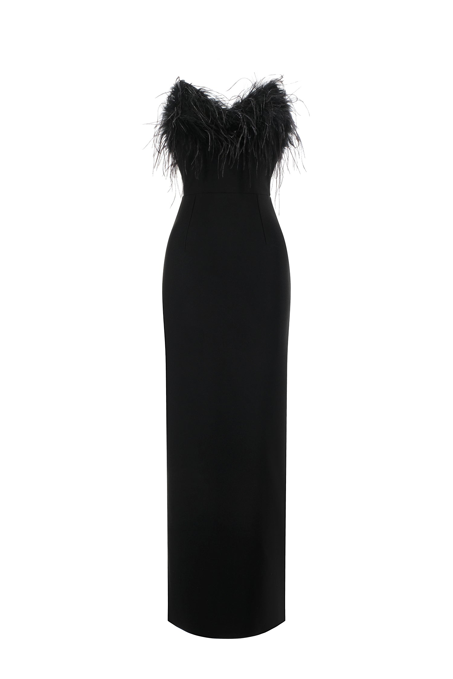 Fortuna Black Off-Shoulder Feather Detail Maxi Dress