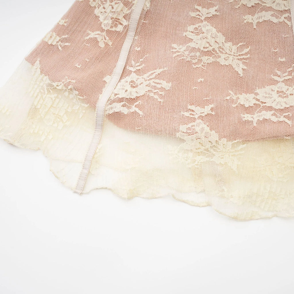 Fortuna Long Sleeved Dress - Lace Detailing - Square Neck - Mesh Design - Bustier Style