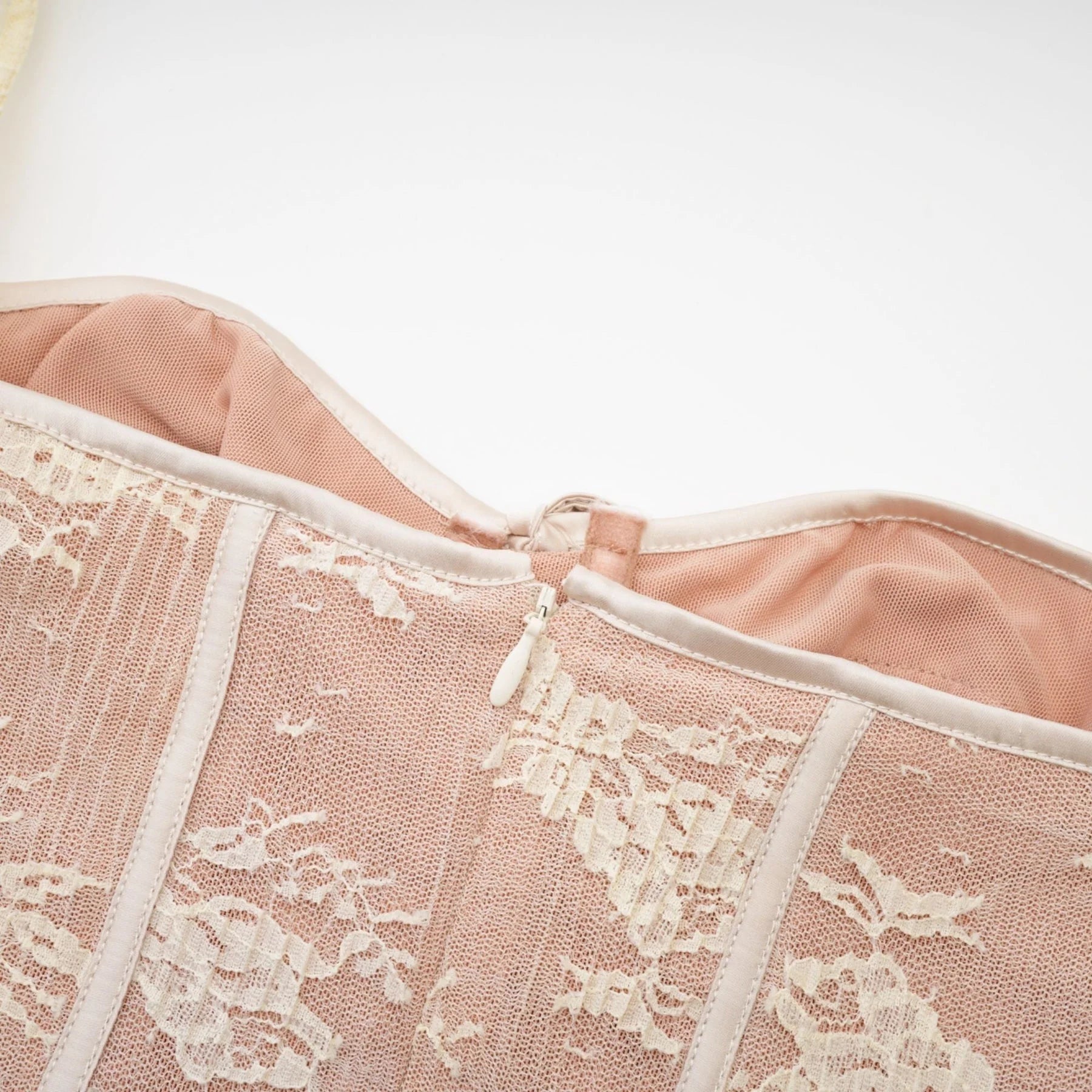 Fortuna Long Sleeved Dress - Lace Detailing - Square Neck - Mesh Design - Bustier Style