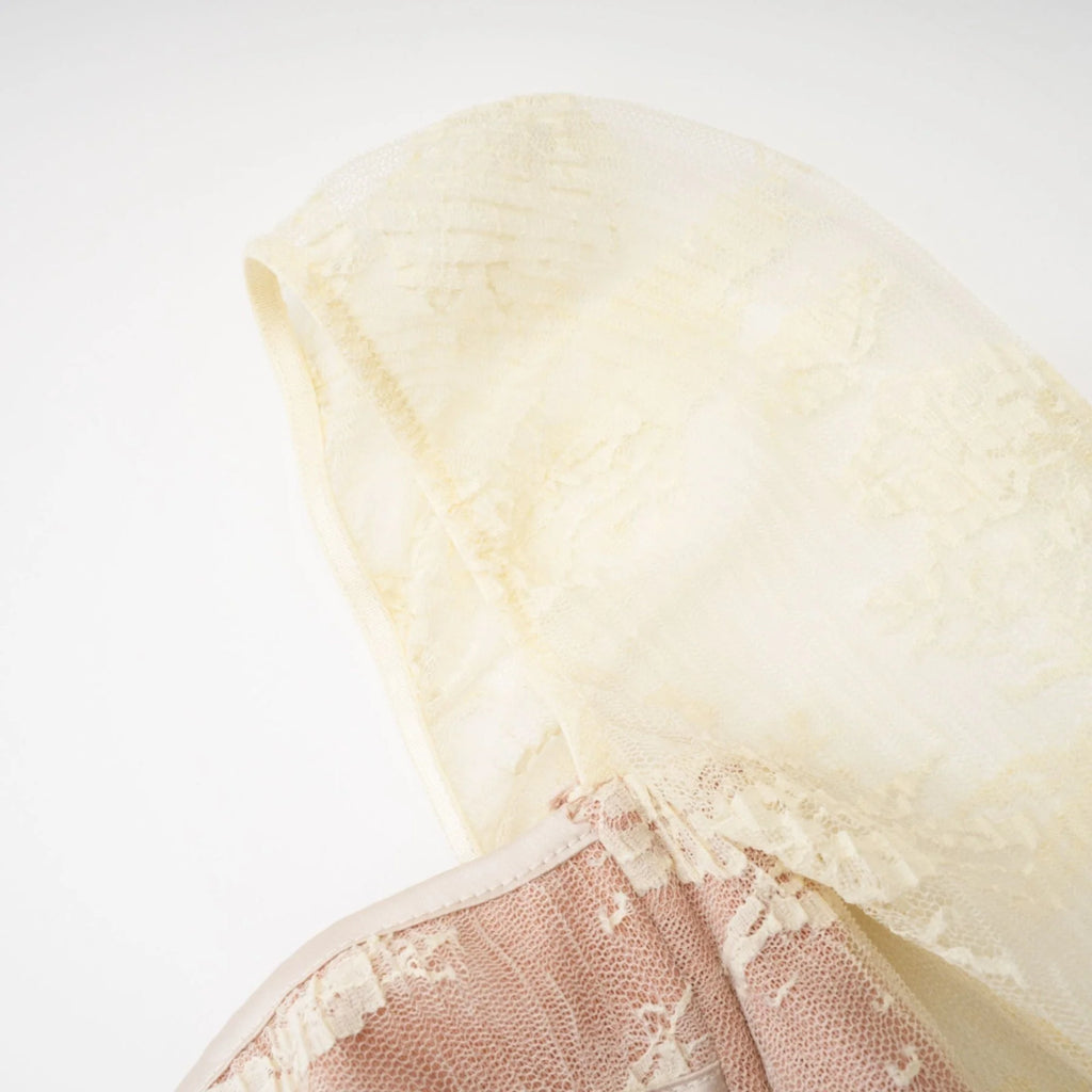 Fortuna Long Sleeved Dress - Lace Detailing - Square Neck - Mesh Design - Bustier Style