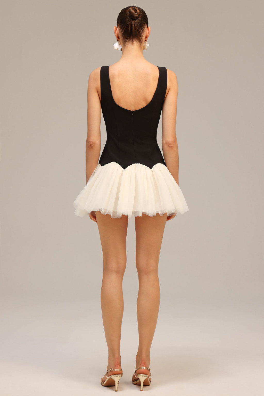 Franca Black Diamond Embellished Tulle Mini Dress