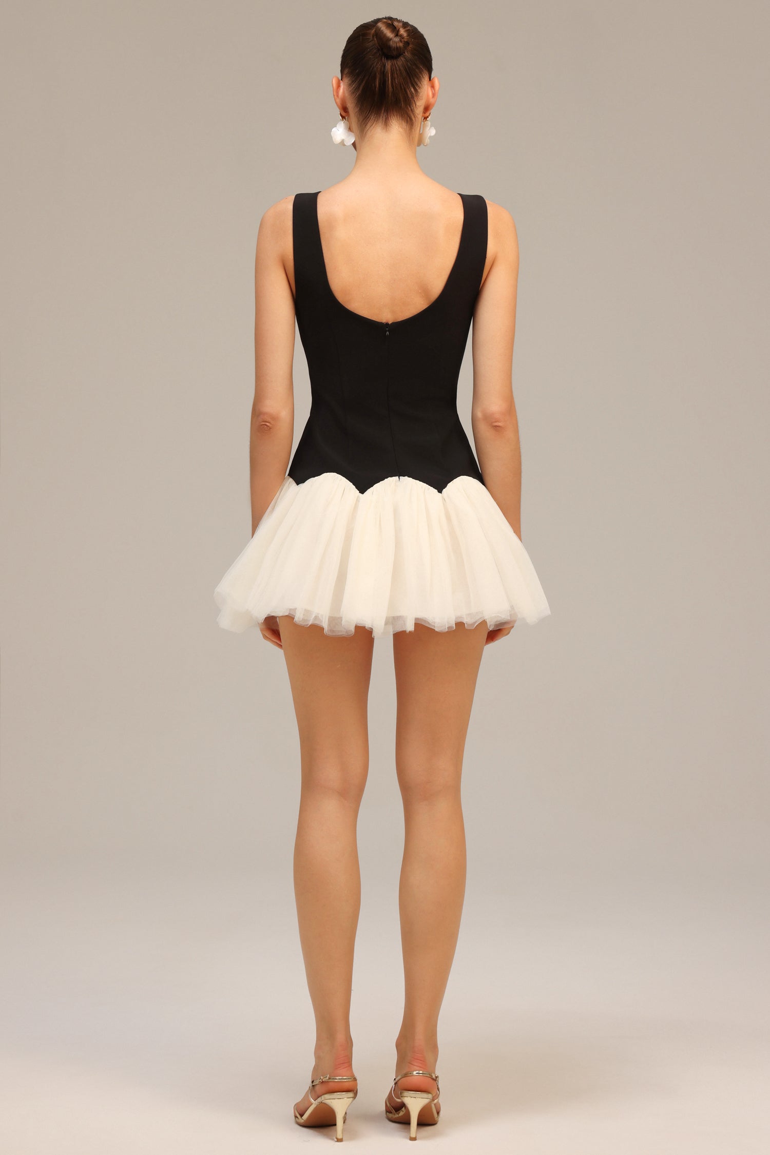 Franca Black Diamond Embellished Tulle Mini Dress