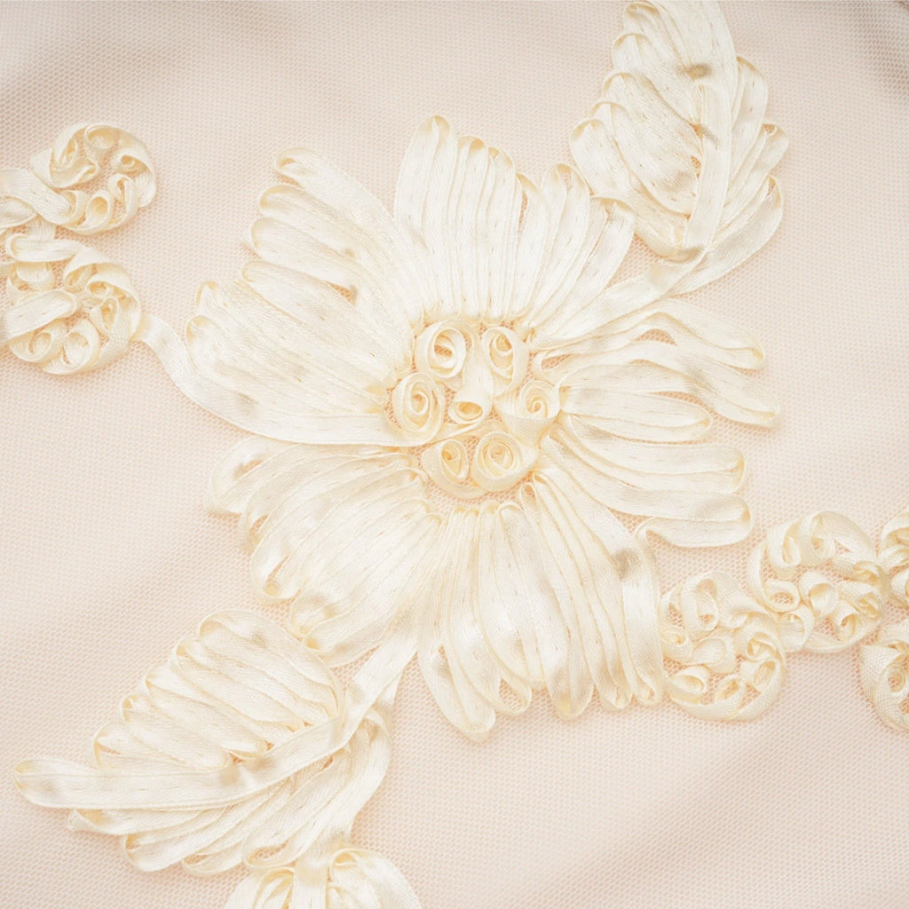 Franca Dress – Long Sleeves – Floral Embroidery – Mesh Detailing