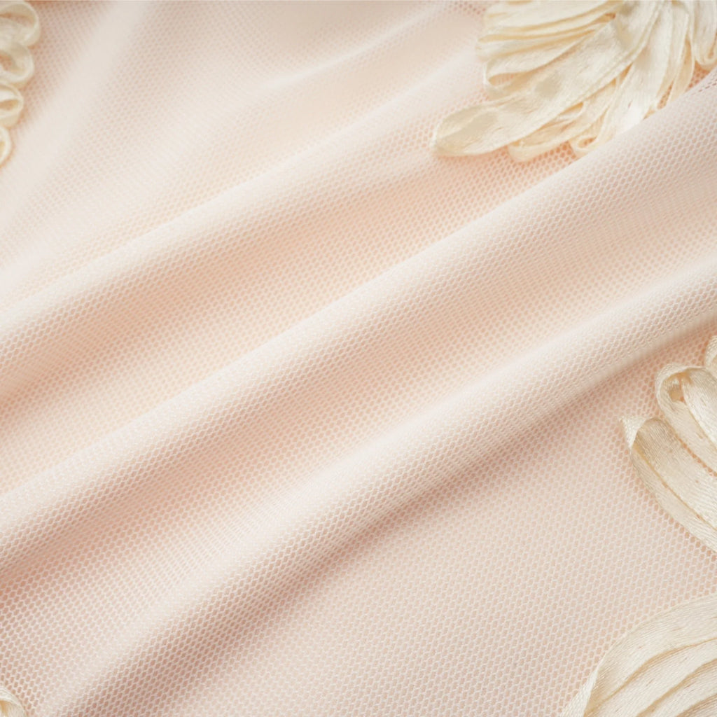 Franca Dress – Long Sleeves – Floral Embroidery – Mesh Detailing