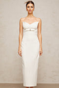 Franca Midi Dress - Corset Style - Strapless - Bow Detail - Crystal Embellishment - Rear Slit