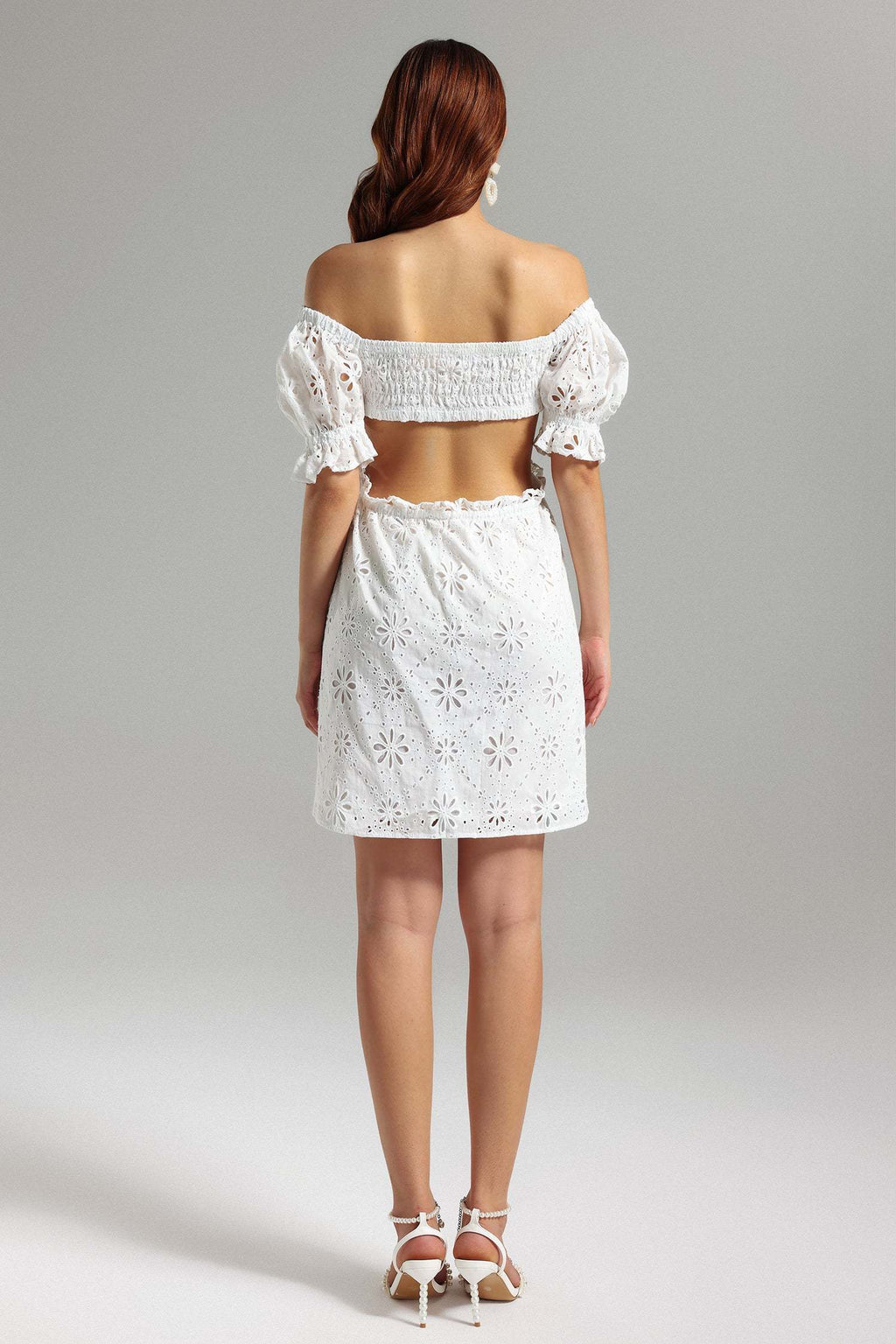 Franca White Lace Off-The-Shoulder Mini Dress