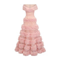 Frances Maxi Dress - Off - the - Shoulder Design - Multiple Tiers - Tulle Panels - Rear Zip Fastening