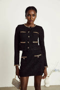 Gabriela Jacket & Skirt - Sequin & Crystal Embellishments - Embossed Buttons - Cropped Style