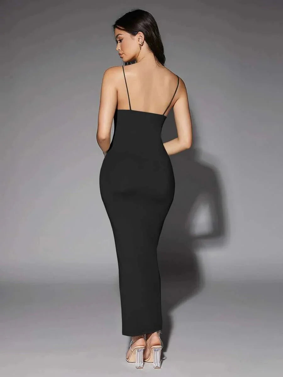 Gabriella Maxi Dress - High Stretch Fabric Elasticity - Slim Fit Type - Refined Style - Sleeve Length Sleeveless - Neckline Spaghetti Strap