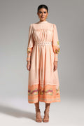 Gaetana Peach Floral Midi Dress