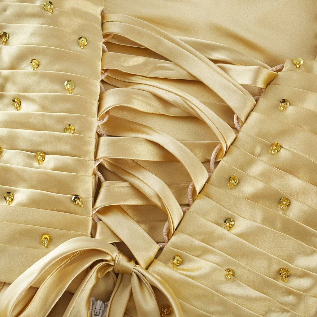 Gelsomina Maxi Dress - V Neck - Bustier Style - Sequin Embellished - Sleeveless - Pleated