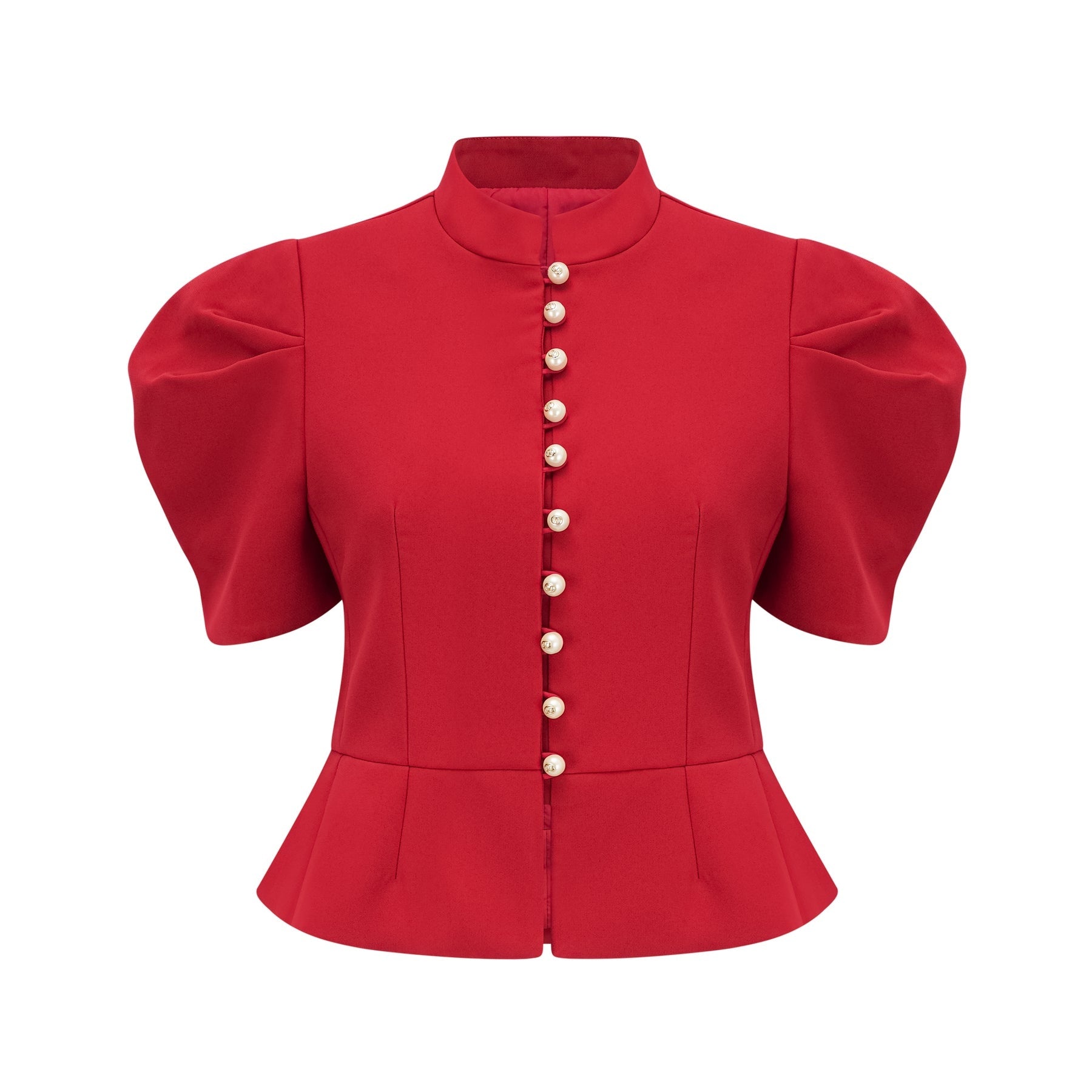 Gemma Blouse & Skirt - Crew Neck - Short Petal Sleeves - Pleated Detailing - Ruffled Trim