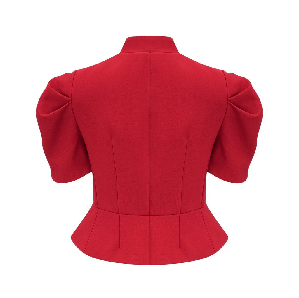 Gemma Blouse & Skirt - Crew Neck - Short Petal Sleeves - Pleated Detailing - Ruffled Trim
