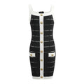Gemma Dress - Fitted Bodycon Silhouette - Panel Detailing With Button Accents - Tailored Fit - Versatile Styling for Any Occasion