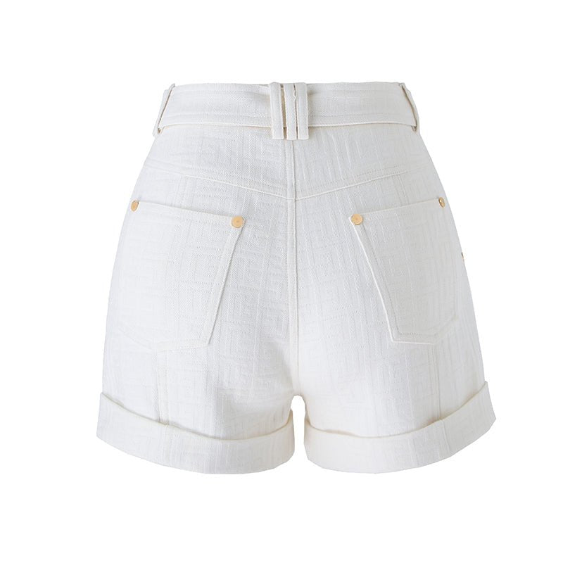 Gemma Tailored High - Waist Shorts - Structured Silhouette - Versatile Styling - Lightweight Fabric - Signature Buckle Feature