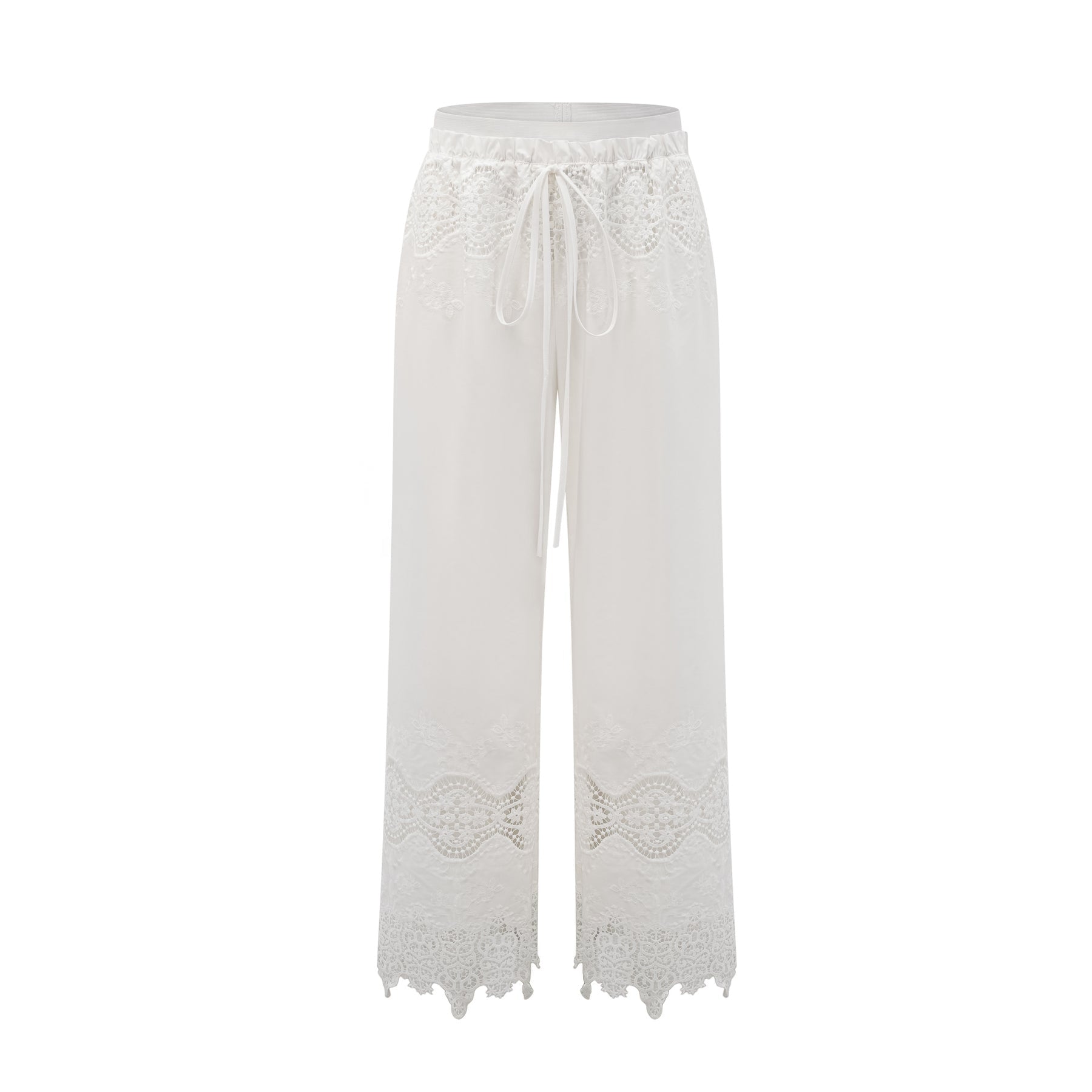 Gemma Top & Trousers - Short Sleeves - Stand - up Collar - Cut - out Design - Wide Leg