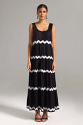 Genoveffa Black Striped Sleeveless Maxi Dress for Women