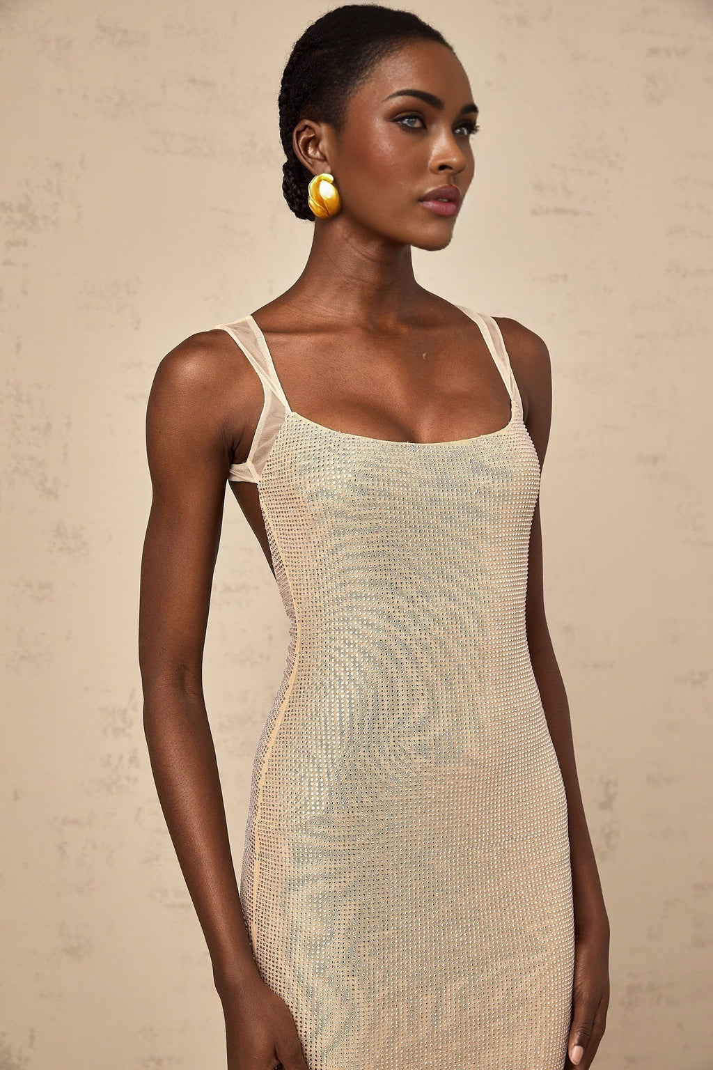 Genoveffa Maxi Dress – Sleeveless – Square Neck – Crystal Embellishment