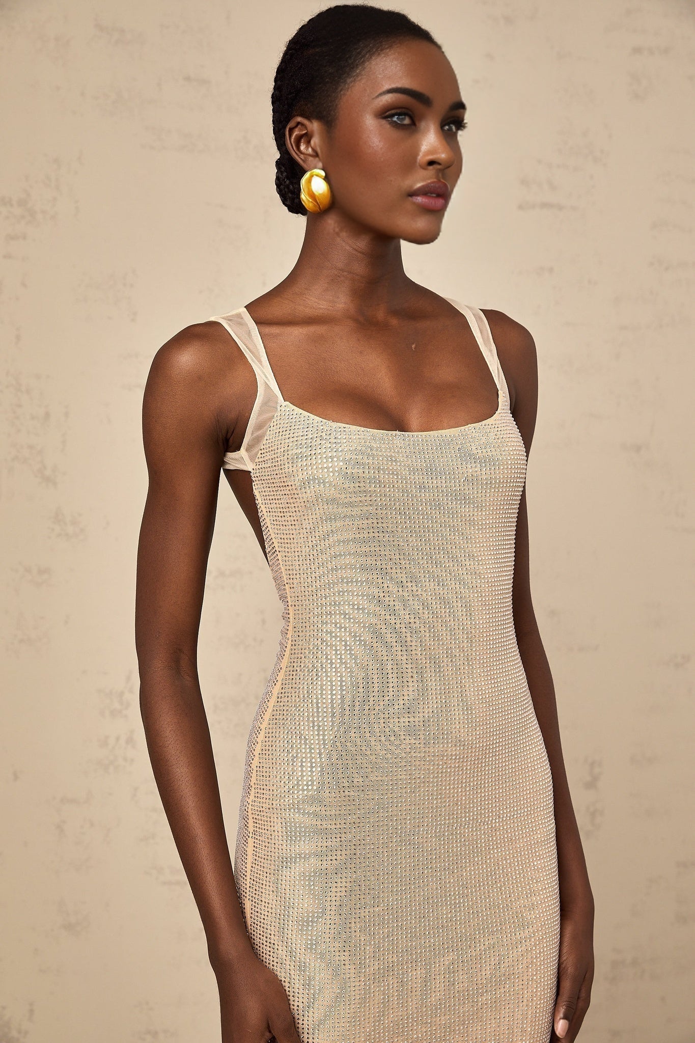 Genoveffa Maxi Dress – Sleeveless – Square Neck – Crystal Embellishment