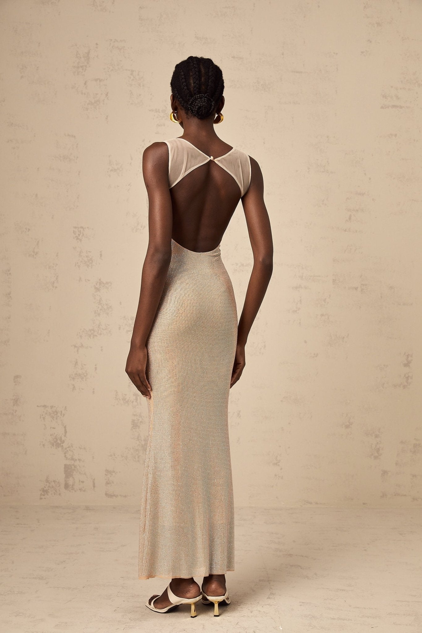 Genoveffa Maxi Dress – Sleeveless – Square Neck – Crystal Embellishment