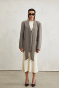 Giacomina Blazer - Long Sleeves - V Neck - Crepe Texture - Open Front