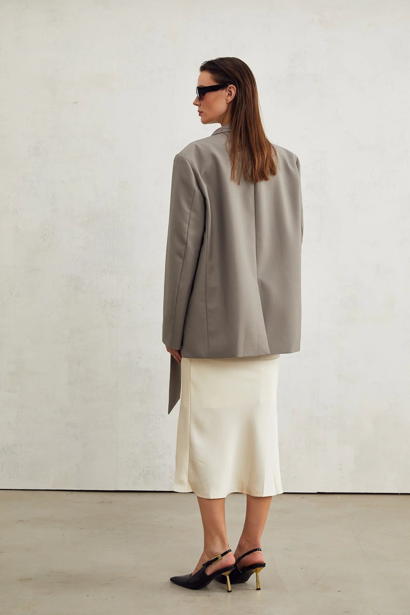 Giacomina Blazer - Long Sleeves - V Neck - Crepe Texture - Open Front