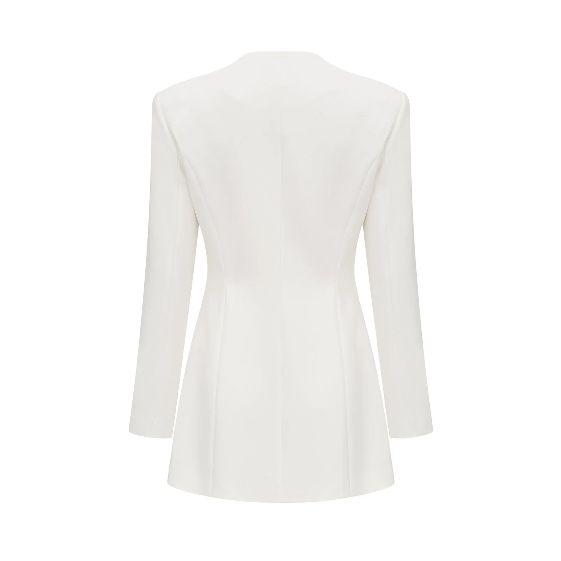 Giacomina Mini Dress - Front Button Detailing - Long Sleeves - Square Neck - Press - Stud Fastening