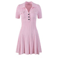 Giada Dress - A - Line Silhouette - Polo Style With Button Detail - Fitted Bodice and Flared Skirt - Front Pockets - Retro - Inspired Fashion