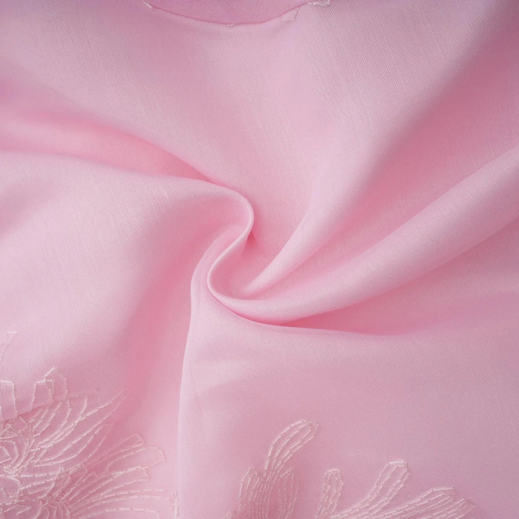 Giada Mini Dress Pink Embroidered Layered & Ruched