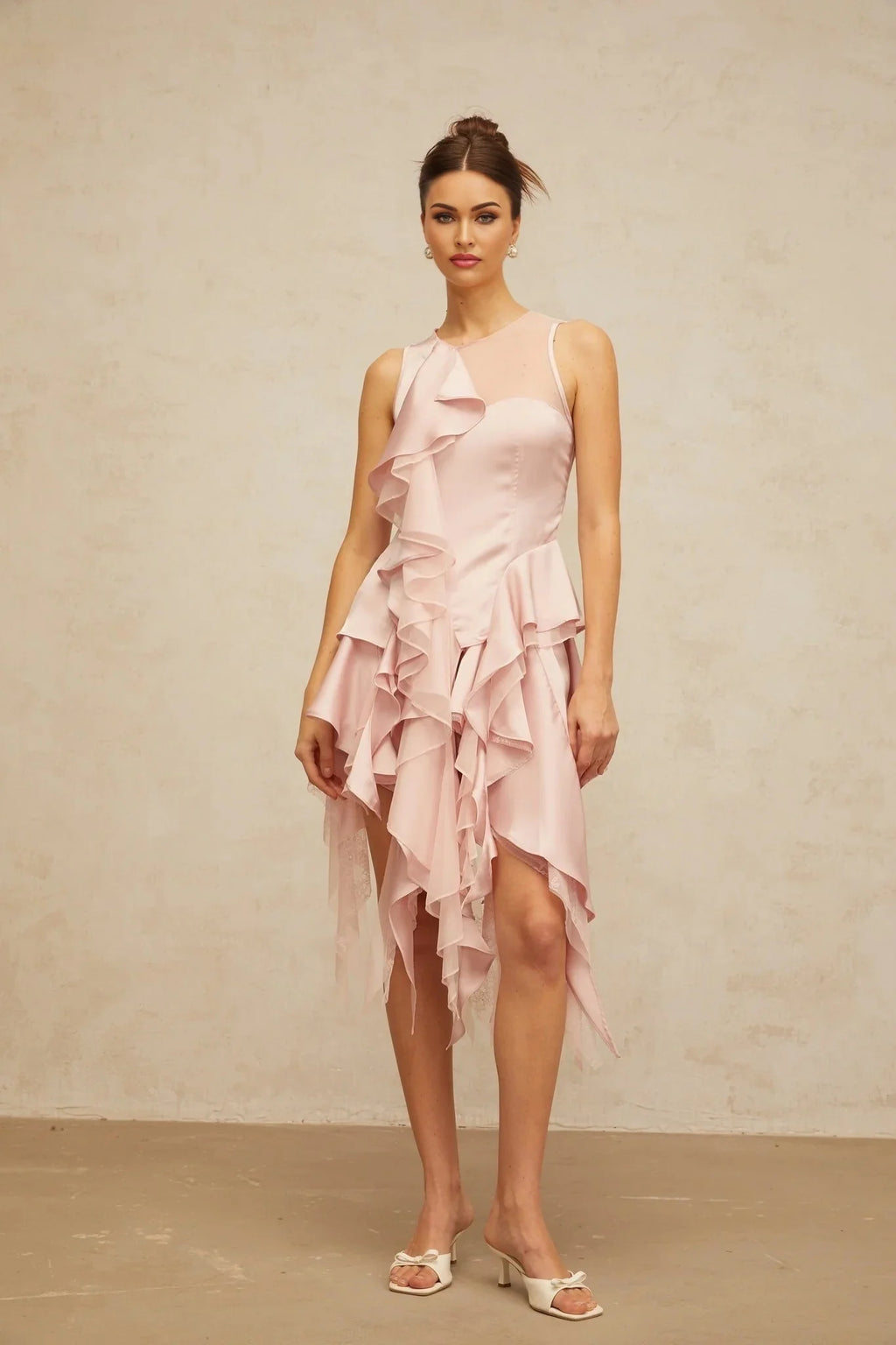 Giada Top & Skirt Set Pink Ruffled Peplum Mini