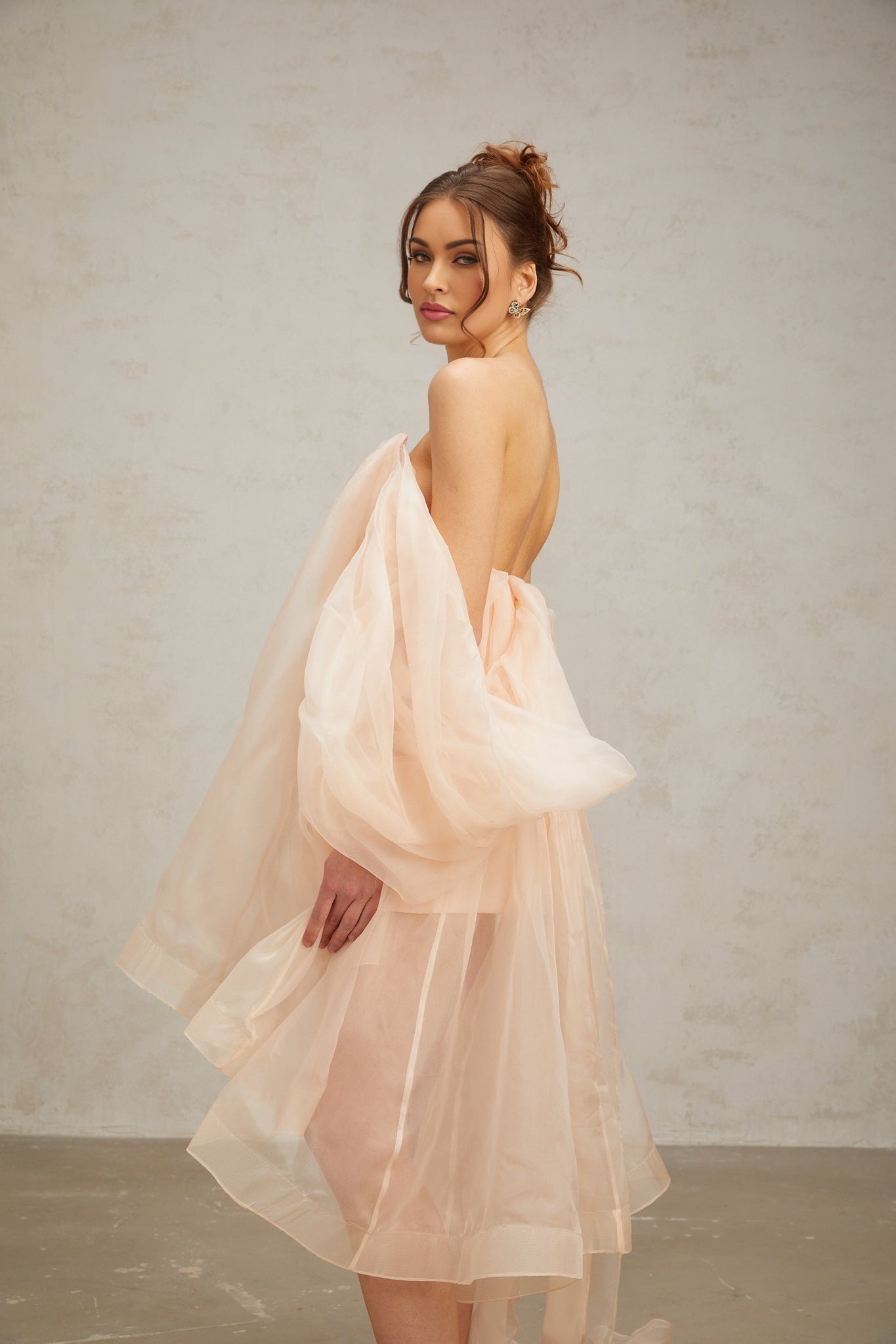 Giana Mini Dress - Strapless Boned Bodice V Neck Ruffled Voluminous Skirt Bow Embellishment