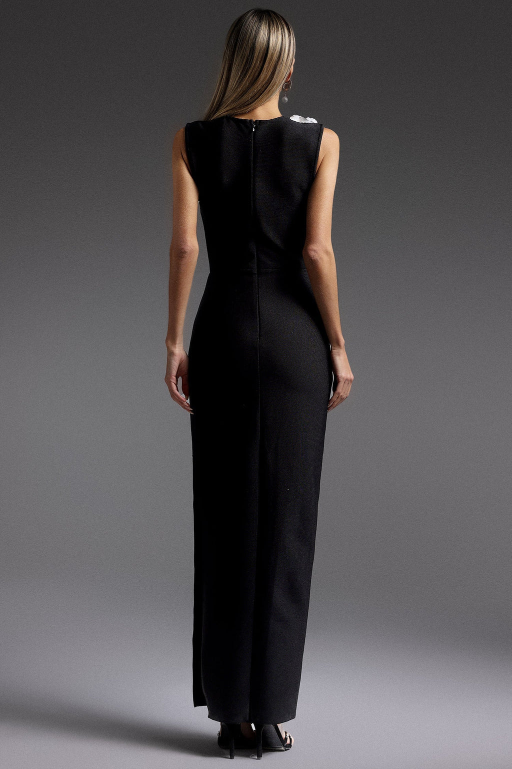 Gilda Black Floral Embellished Maxi Dress