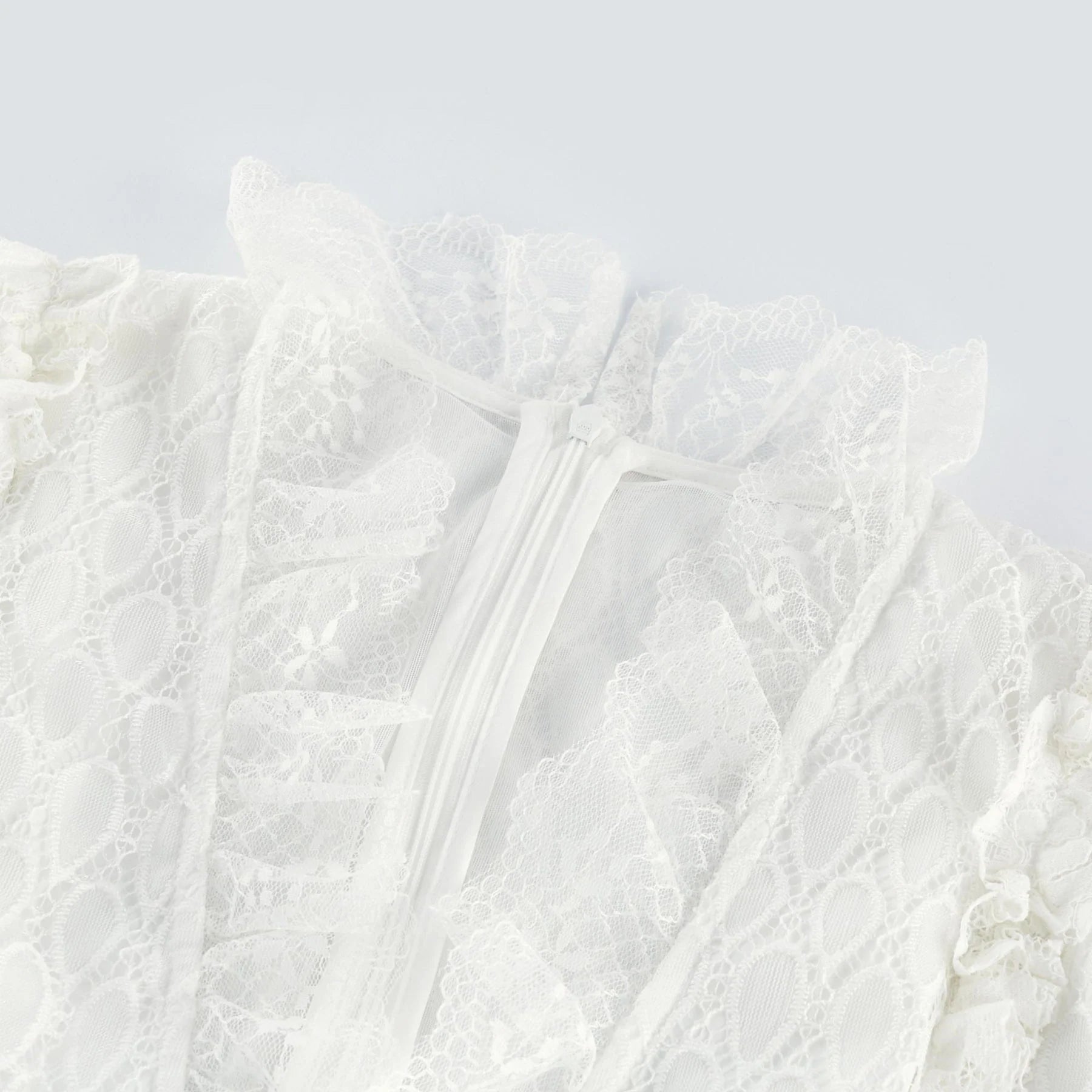 Ginetta Midi Dress - V - Neck Design - Floral Embroidery - Lace Trim - Cut - Out Details