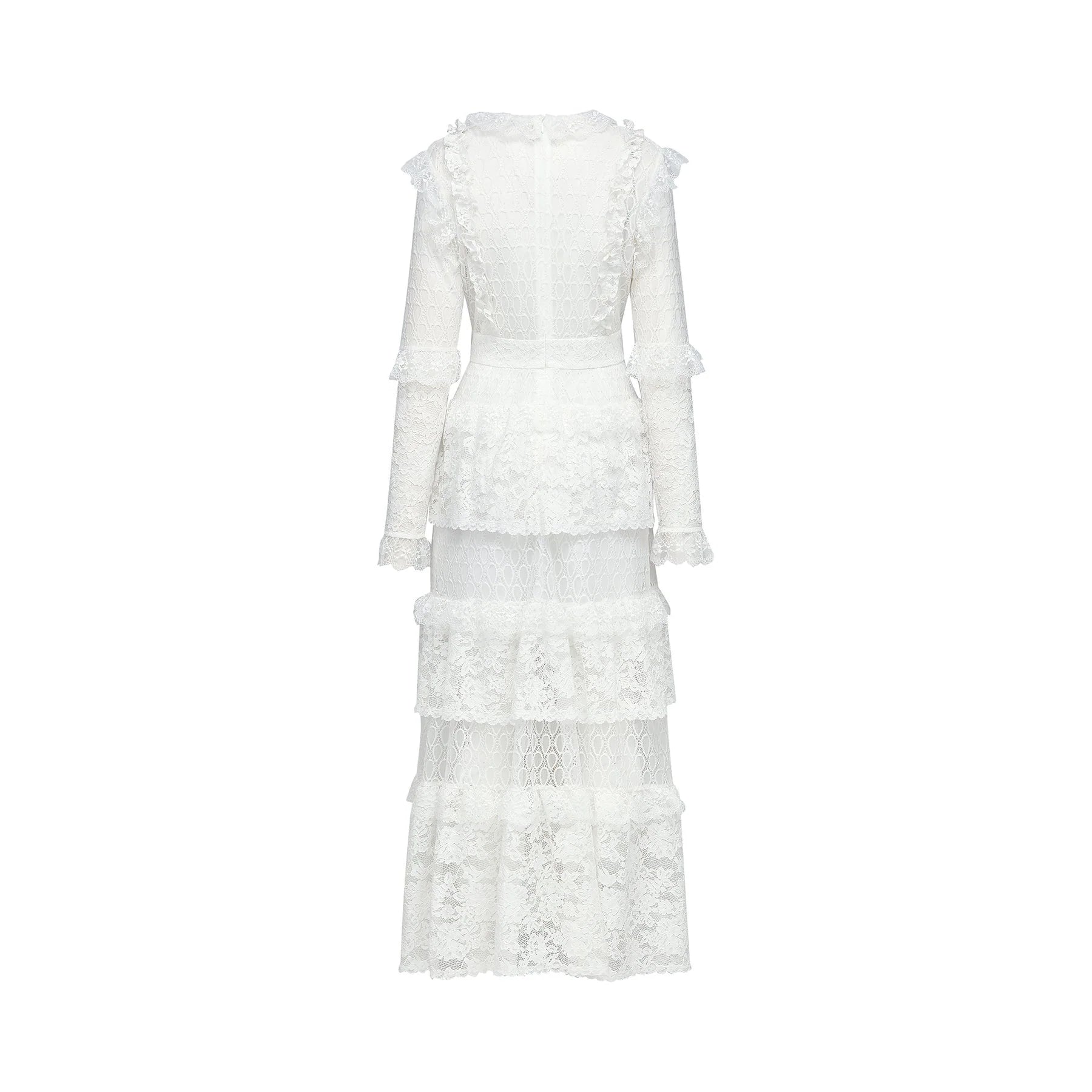 Ginetta Midi Dress - V - Neck Design - Floral Embroidery - Lace Trim - Cut - Out Details