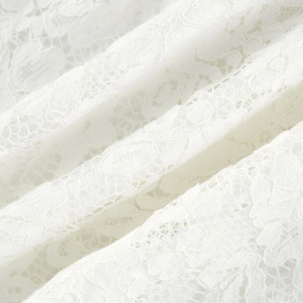 Ginetta Midi Dress - V - Neck Design - Floral Embroidery - Lace Trim - Cut - Out Details