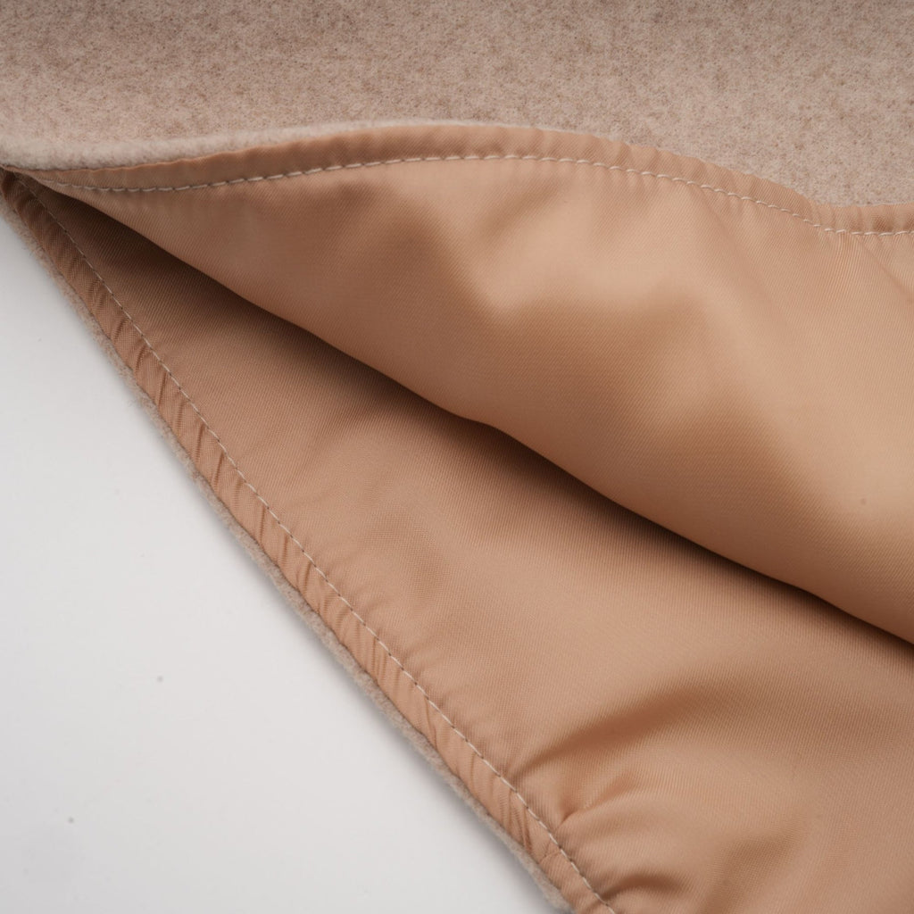 Ginevra Mock Neck Cape Coat – Detachable Scarf – Faux Fur Trim – Gold Buttons – Elegant Long Sleeve Design