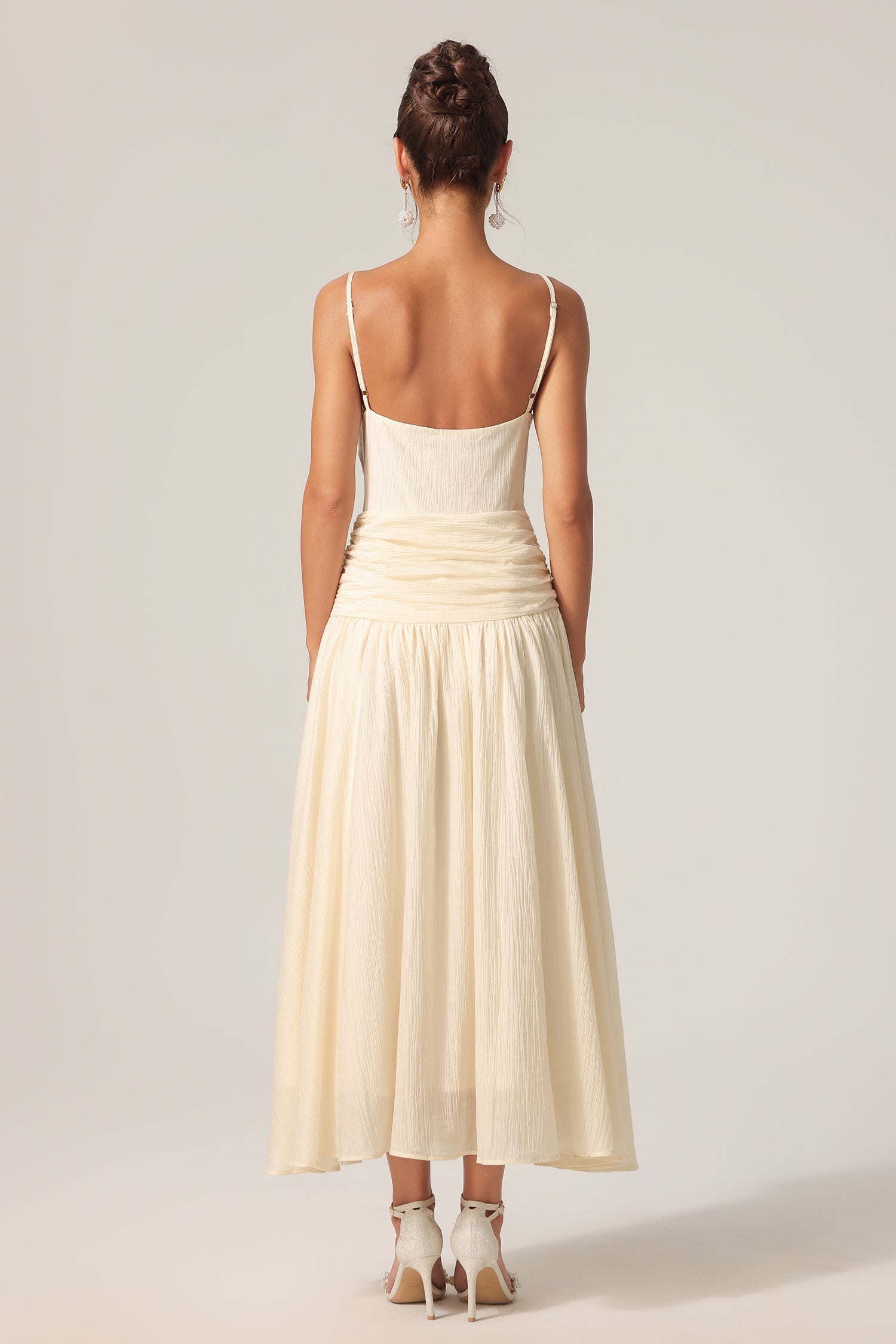 Giovanna Beige Lace Halter Maxi Dress for Special Occasions